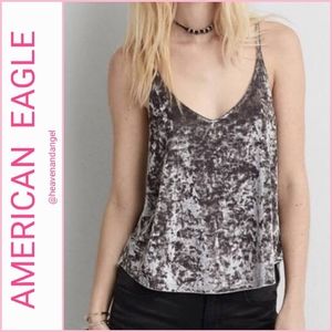 American Eagle Crushed Velvet Tank Top - Gray